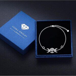 NEW Triple Moon Goddess Bracelets,S925 Sterling Silver Amulet Wicca Tree of Life